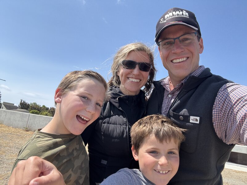 David E. Weekly with his wife Rebecca and their two sons in Redwood City